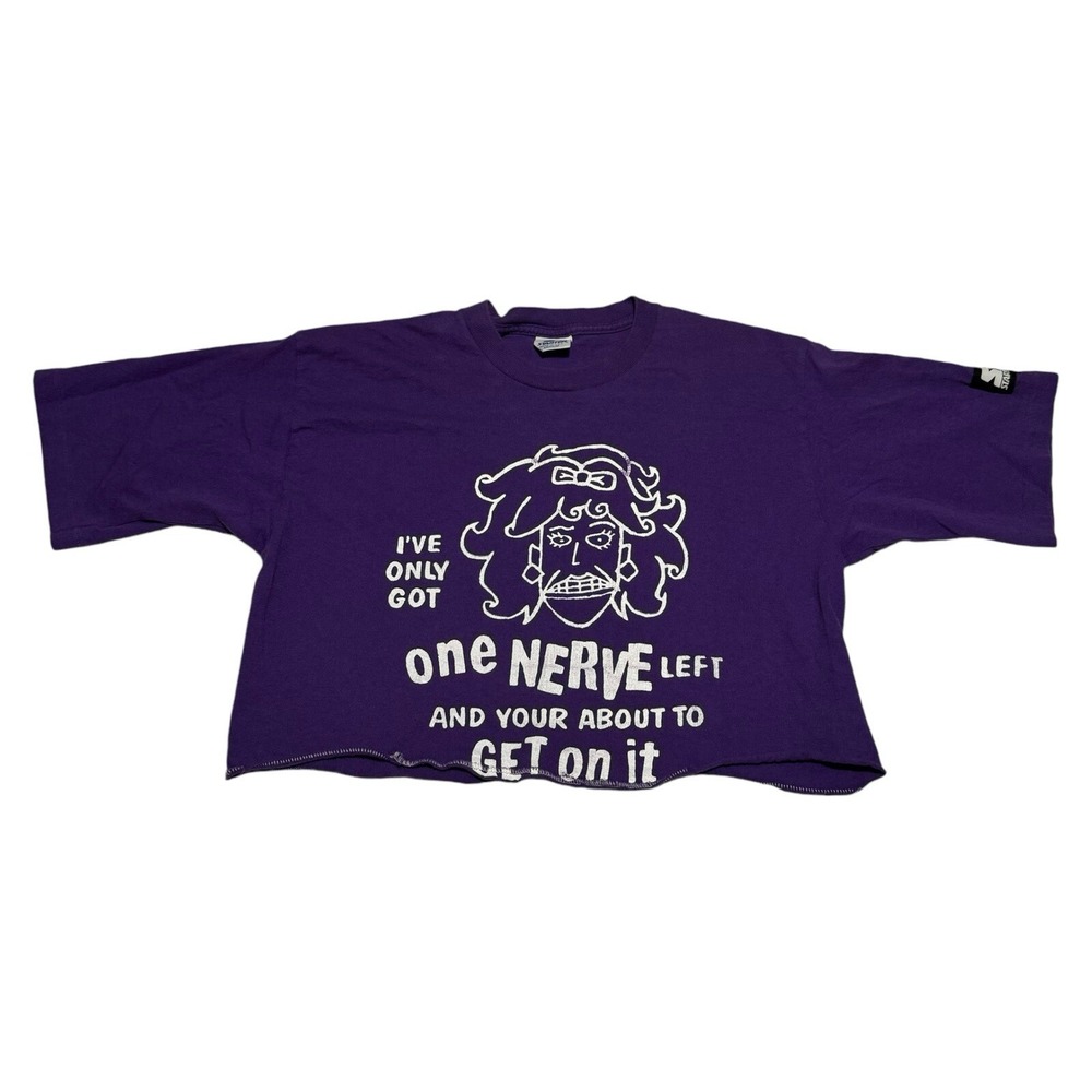 Starter Vintage 90s Getting on My Nerves Cropped Purple Shirt Women's Medium